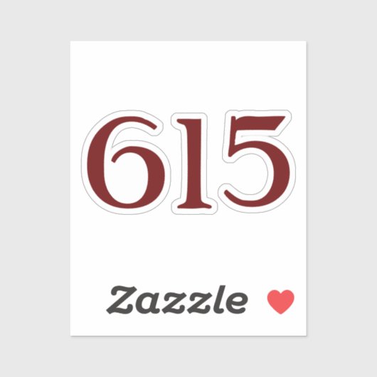 Gebietscode 615 (Nashville) Aufkleber (Blatt)