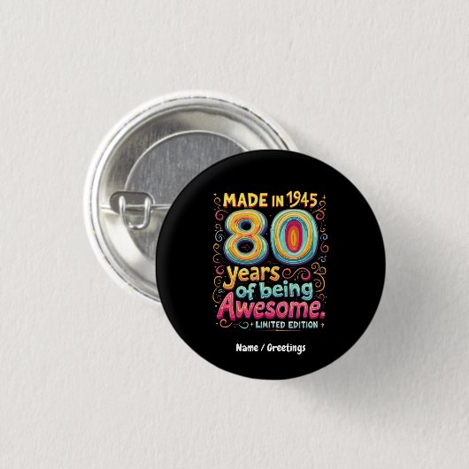 Gebildet 1945, 80 Jahre Phantastisch Button (Vorne & Hinten)