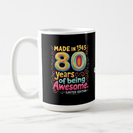 Gebildet 1945, 80 Jahre Phantastisch Kaffeetasse (Links)