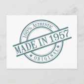 Gebildet 1957 Briefmarke-Logo für das Geburtsjahr Postkarte (Vorderseite)