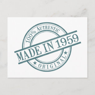 Gebildet 1959 Briefmarke-Logo für die Runde Gummi Postkarte
