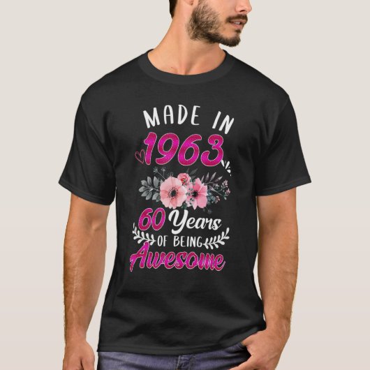 Gebildet 1963 floral 60 Jahre Phantastisch 60. T-Shirt (Vorderseite)