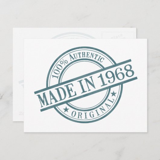 Gebildet 1968 Briefmarke-Logo für die Runde Gummi Postkarte (Vorne/Hinten)