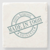 Gebildet 1969 Briefmarke-Logo für die Runde Gummi  Steinuntersetzer (Vorderseite)