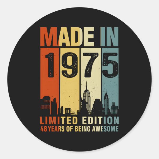 Gebildet 1975 48 Jahre Phantastisch Runder Aufkleber (Vorderseite)