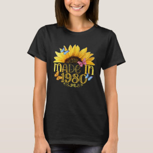Gebildet 1980 Sonnenblume 43. b. Tag 43 Jahre Bein T-Shirt