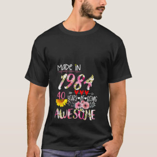 Gebildet 1984 florale 40. Geburtstag 40 Jahre Bein T-Shirt