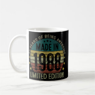 Gebildet 1988 35 Jahre alt 35. Geburtstag für Männ Kaffeetasse