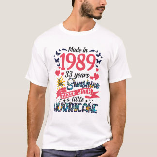 Gebildet 1989 33 Jahre Sonnenschein 33. Geburtstag T-Shirt