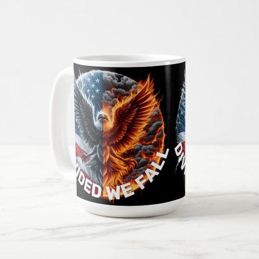 Gebildet fallen wir Brennende Flagge und Adler Kaffeetasse (Vorderseite Links)