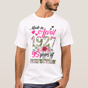 Gebildet im April 1927 floral 95 Jahre alt 95 Jahr T-Shirt