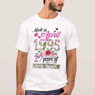 Gebildet im April 1995 floral 27 Jahre alt 27 Jahr T-Shirt