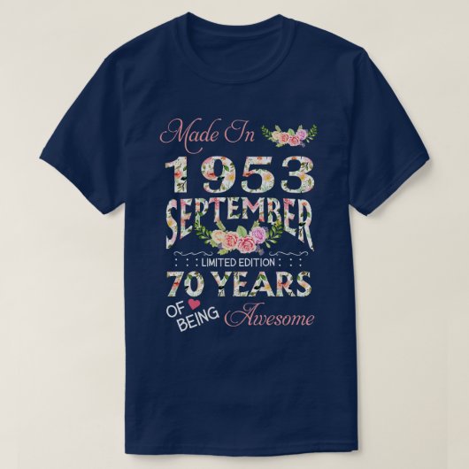 Gebildet im Dezember 1953 floral 70 Jahre alt von  T-Shirt (Design vorne)