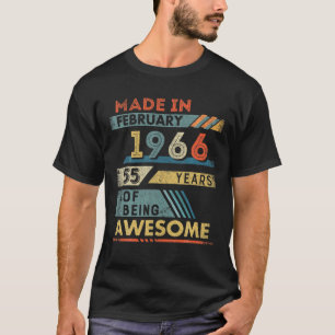 Gebildet im Februar 1966 55 Jahre alt 55. Geburtst T-Shirt