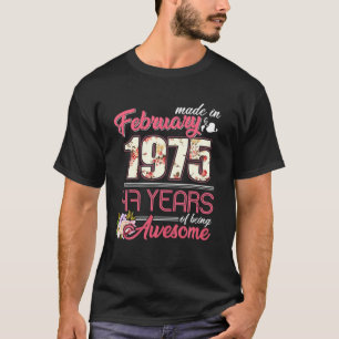 Gebildet im Februar 1975 florale 45-jährige 45-jäh T-Shirt