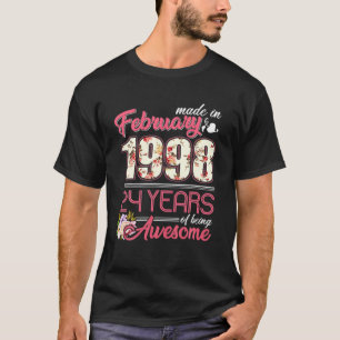 Gebildet im Februar 1998 florale 24 Jahre alt 24.  T-Shirt