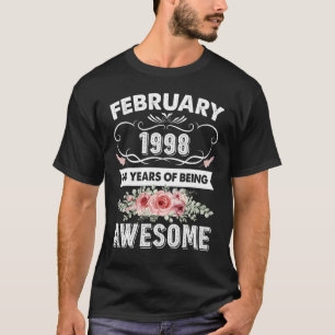 Gebildet im Februar 24 Jahre alt Vintag 1998 24. B T-Shirt