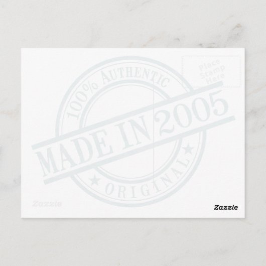Gebildet im Jahr 2005 Runde Rubber Briefmarke Logo Postkarte (Rückseite)