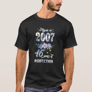 Gebildet im Jahr 2007 floral 16 Jahre alt 16 Jahre T-Shirt