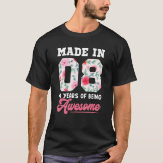 Gebildet im Jahr 2008 floral 14 Jahre alt 14 Jahre T-Shirt