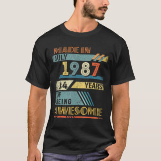 Gebildet im Juli 1987 34 Jahre alt 34 Jahre Geburt T-Shirt