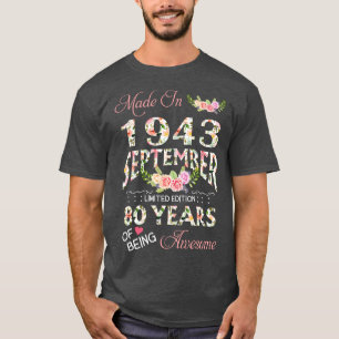 Gebildet im September 1943 floral 80 Jahre alt von T-Shirt