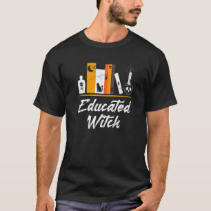 Gebildete Hexenspuk-Bücherschelf Halloween Schädel T-Shirt