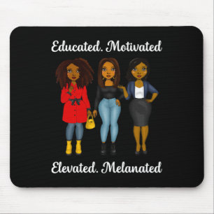 Gebildete motivierte Black Queen Melanin African A Mousepad