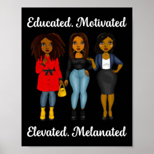 Gebildete motivierte schwarze Königin Melanin Afri Poster