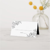 Gebildete Schwarz-Weiß-Hochzeit Platzkarte (Vorderseite)