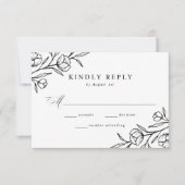 Gebildete Schwarz-Weiß-Hochzeit RSVP Karte (Vorderseite)