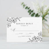 Gebildete Schwarz-Weiß-Hochzeit RSVP Karte (Stehend Vorderseite)