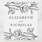 Gebildete Schwarz-Weiß-Hochzeit Weinetikett (Einzelnes Label)