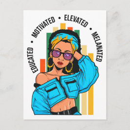 Gebildete Schwarze Königin Melanin Frau HBCU Grad Postkarte