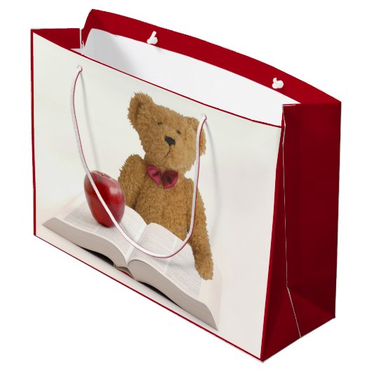 Gebildeter Teddybär Große Geschenktüte (Rückseite Schrägansicht)