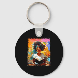 Gebildetes Afro-Mädchen liest Buchliebhaber Schwar Schlüsselanhänger
