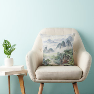 Gebirge - Asiatische Malerei Kissen