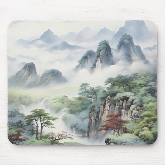 Gebirge - Asiatische Malerei Mousepad (Vorne)