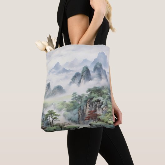 Gebirge - Asiatische Malerei Tasche (Von Nahem)