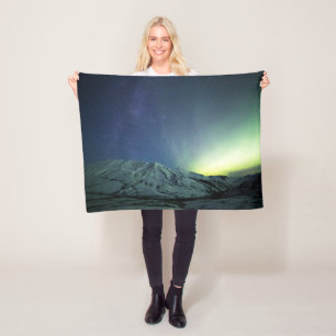 Gebirge   Aurora Borealis & Milky Way Alaska Fleecedecke