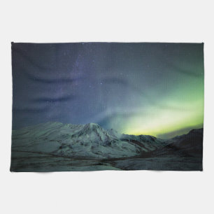 Gebirge Aurora Borealis & Milky Way Alaska Geschirrtuch