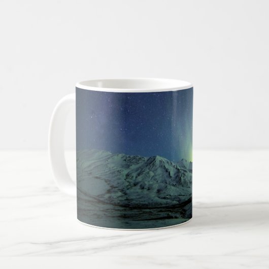 Gebirge | Aurora Borealis & Milky Way Alaska Kaffeetasse (Vorderseite Links)