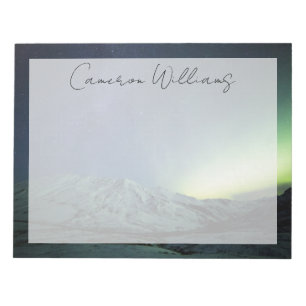 Gebirge   Aurora Borealis & Milky Way Alaska Notizblock