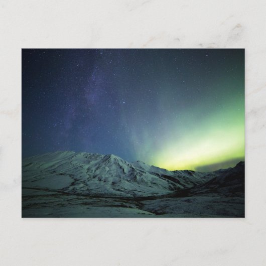 Gebirge | Aurora Borealis & Milky Way Alaska Postkarte (Vorderseite)