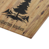 Gebirge Bäume Rustikale Holz Familie Name Glas Schneidebrett (Ecke)