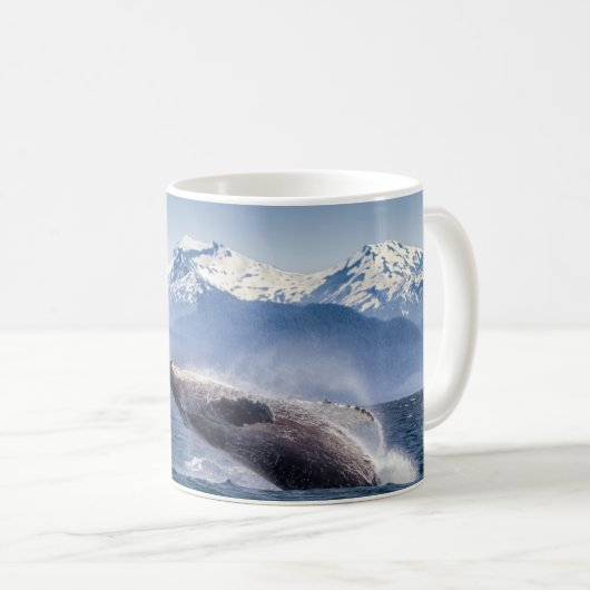 Gebirge | Breaching Whale Glacier Bay, Alaska Kaffeetasse (VorderseiteRechts)
