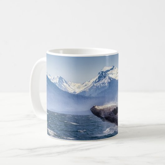 Gebirge | Breaching Whale Glacier Bay, Alaska Kaffeetasse (Vorderseite Links)