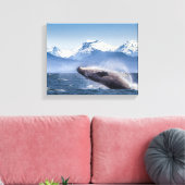 Gebirge | Breaching Whale Glacier Bay, Alaska Leinwanddruck (Insitu (Wohnzimmer))