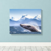 Gebirge | Breaching Whale Glacier Bay, Alaska Leinwanddruck (Insitu (Holzboden))