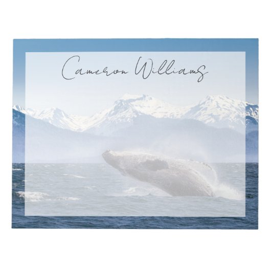 Gebirge | Breaching Whale Glacier Bay, Alaska Notizblock (Vorderseite)